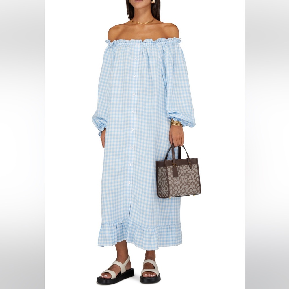 SLEEPER off-the-shoulder lounge dress